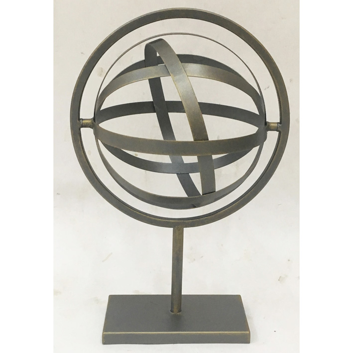 Gunmetal Metal Table Globe Table Decor With Stand