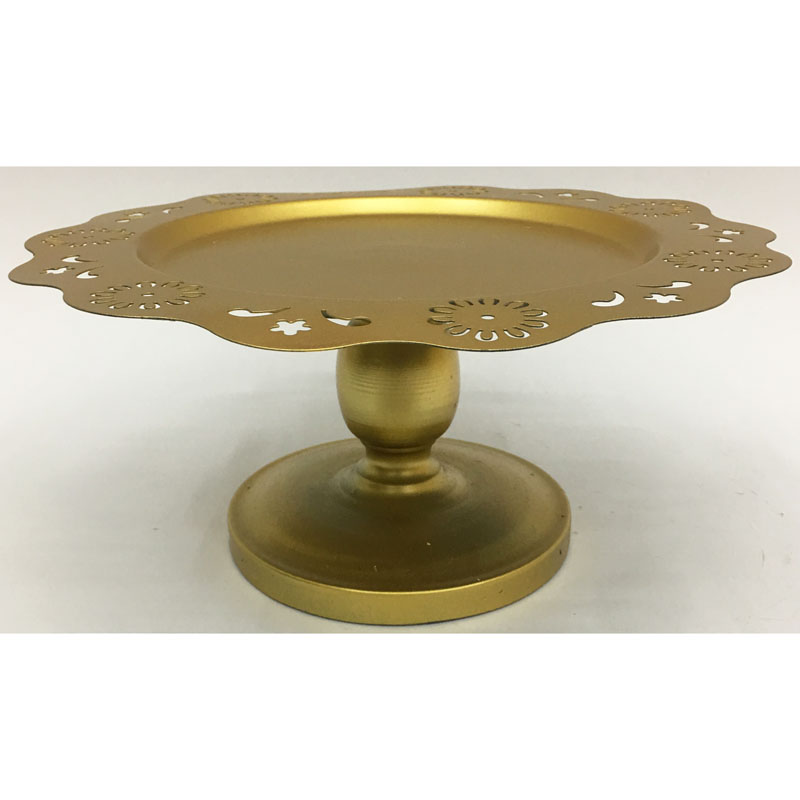Round metal cake stand with laser cutting edge and stand