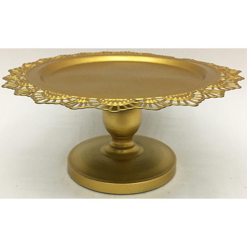 Round metal cake stand with laser cutting edge and stand 