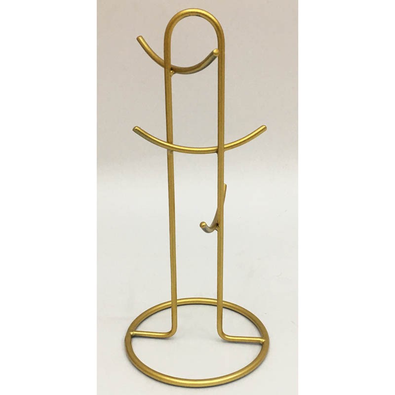 Gold color metal stand with 6 mugs hangers