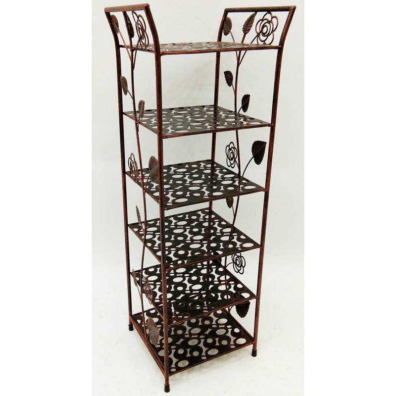 6 tiers movable shoes rack with leaves decor at the side