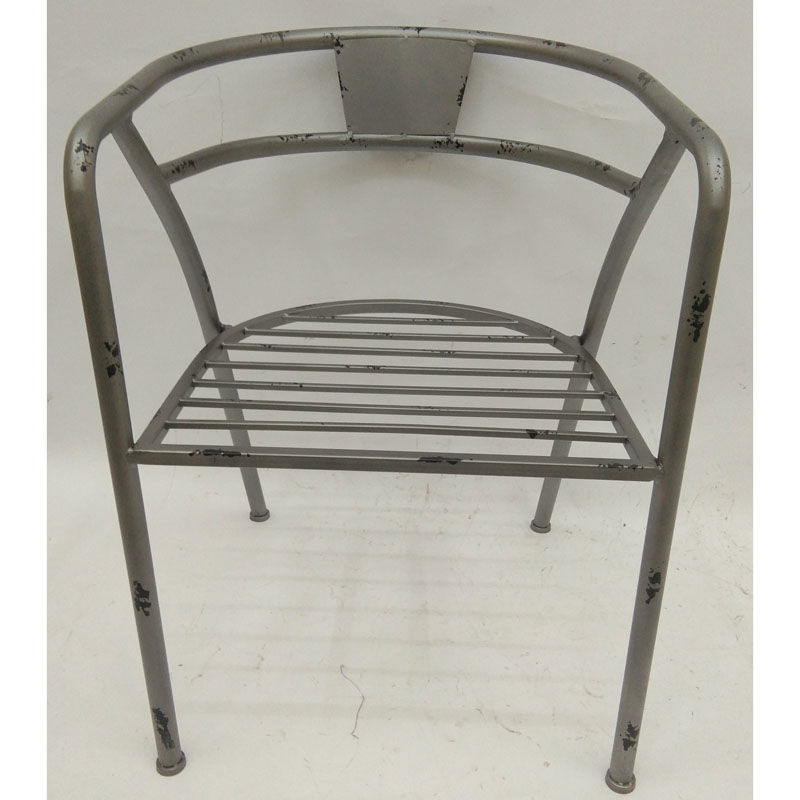 Distressed gun metal color metal garden arm chair/dinning chair