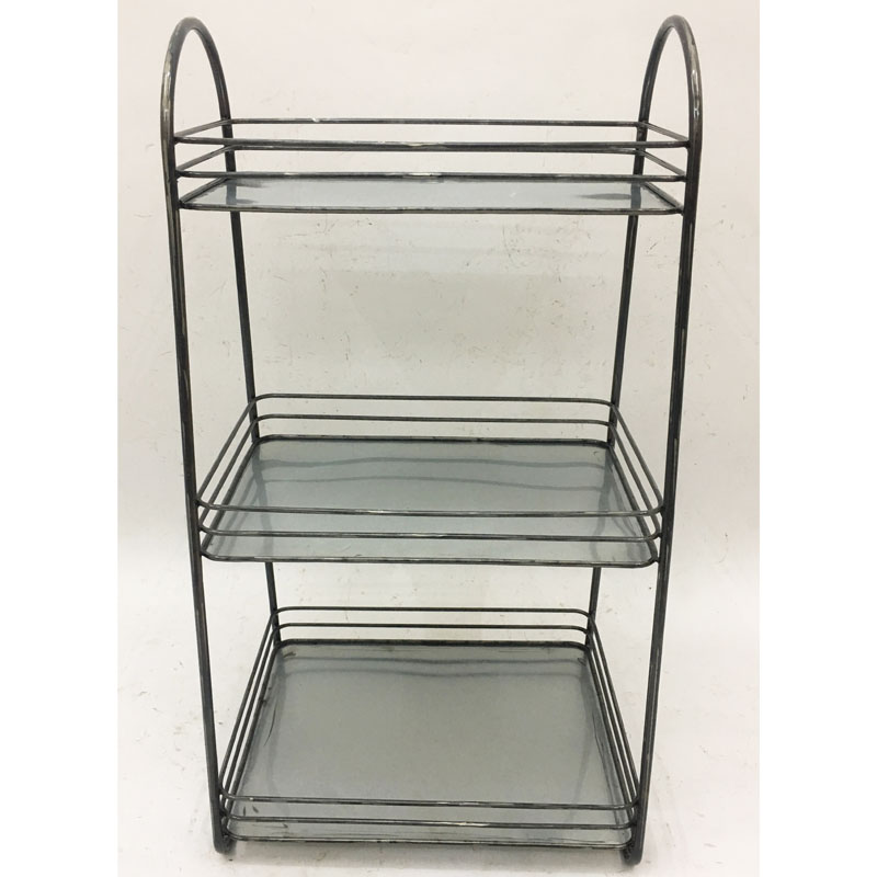 Raw iron color metal  plant stand/storage rack with 3wire/galvanized baskets