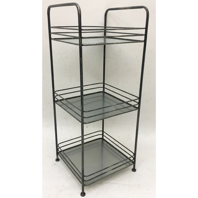 Raw iron color metal  plant stand/storage rack with 3wire/galvanized baskets 
