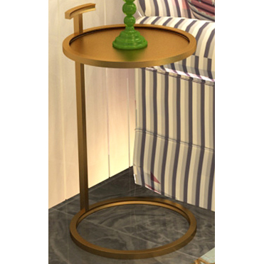 Round Shiny Gold Metal Side Table