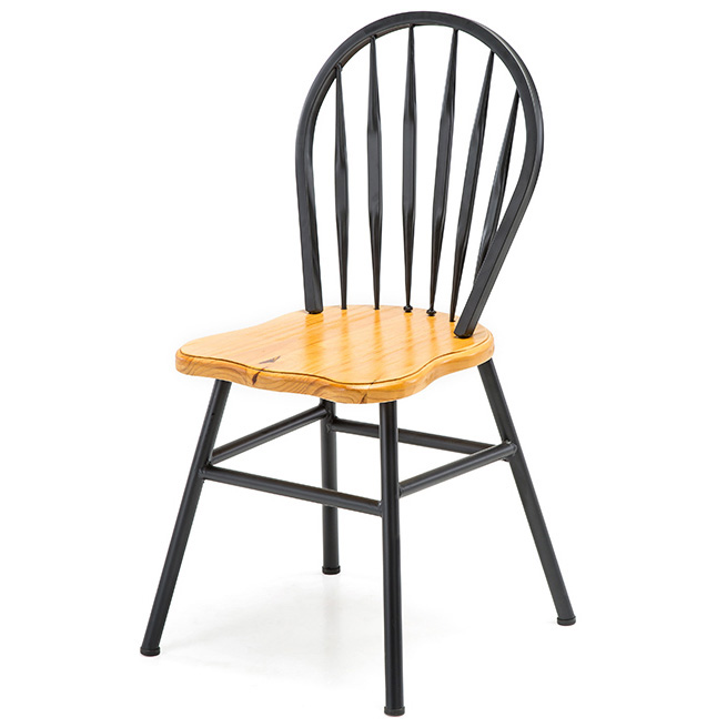 Custom order & ready to ship metal dinning chair with wood seat, more colors available 