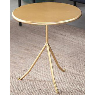 Round Shiny Gold Metal Side Table