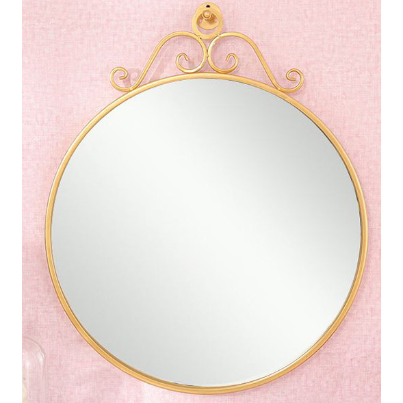 Gold Color Metal Framed Wall Mirror, Bathroom mirror