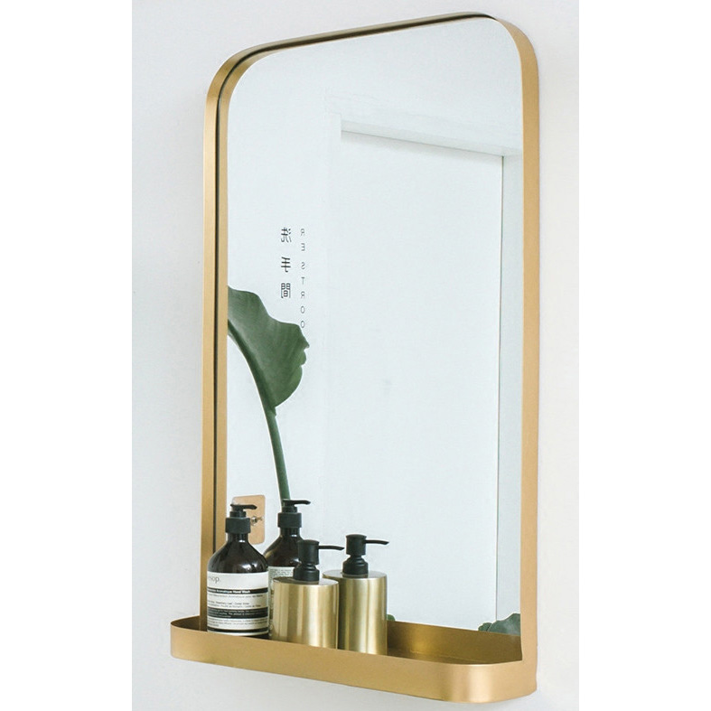 Gold Color Metal Framed Wall Mirror, Bathroom mirror
