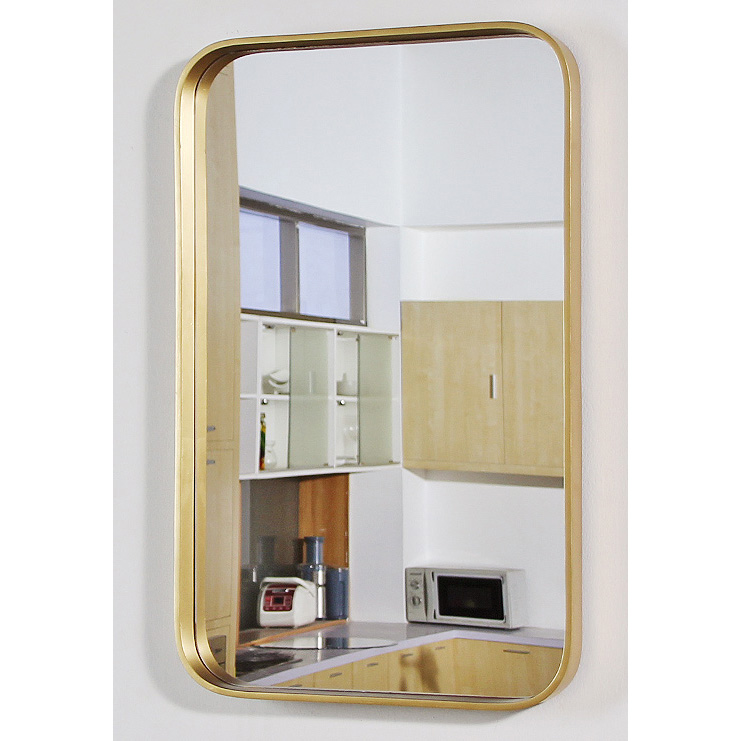 Gold Color Metal Framed Wall Mirror, Bathroom mirror 