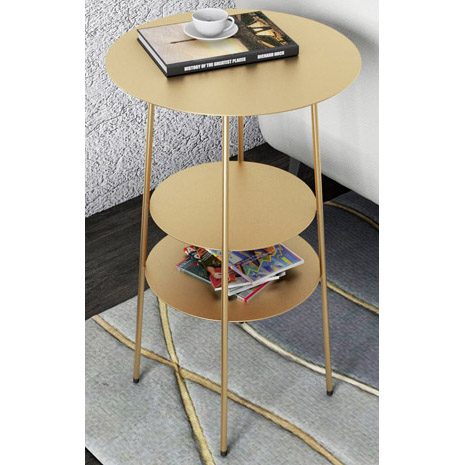 Shiny Gold 3 tiers Metal Side Table