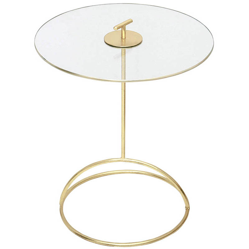 Shiny Gold Metal Side Table with clear glass top 