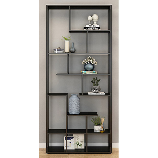 Metal book shelf, corner shelf, display shelf