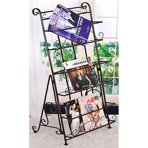 Foldable 3 tiers metal magazine rack, magazine holder, brochure holder,newspaper rack