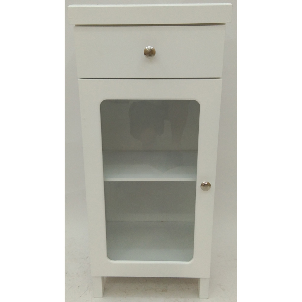 Bathroom wood cabinet with 1 wood drawer & 1 glass doors & marble top