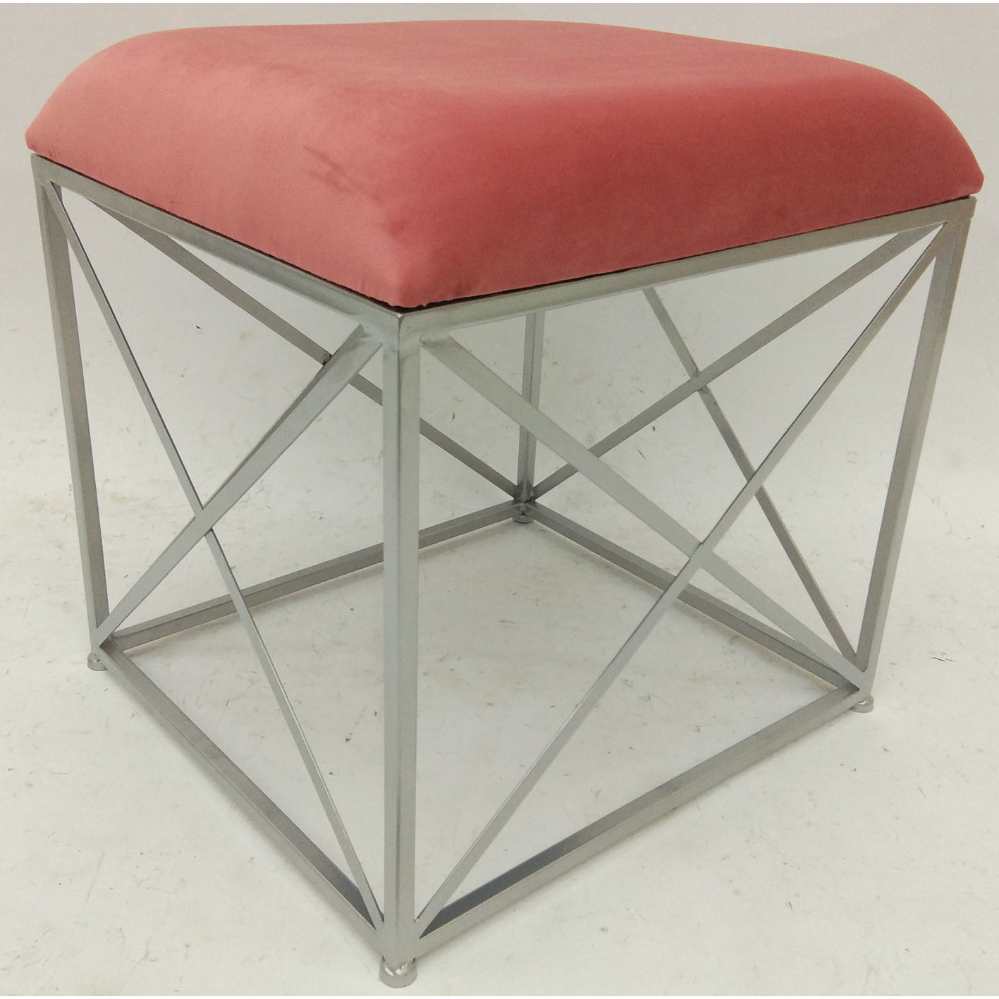 Square ottoman with metal base & 4 X decor sides