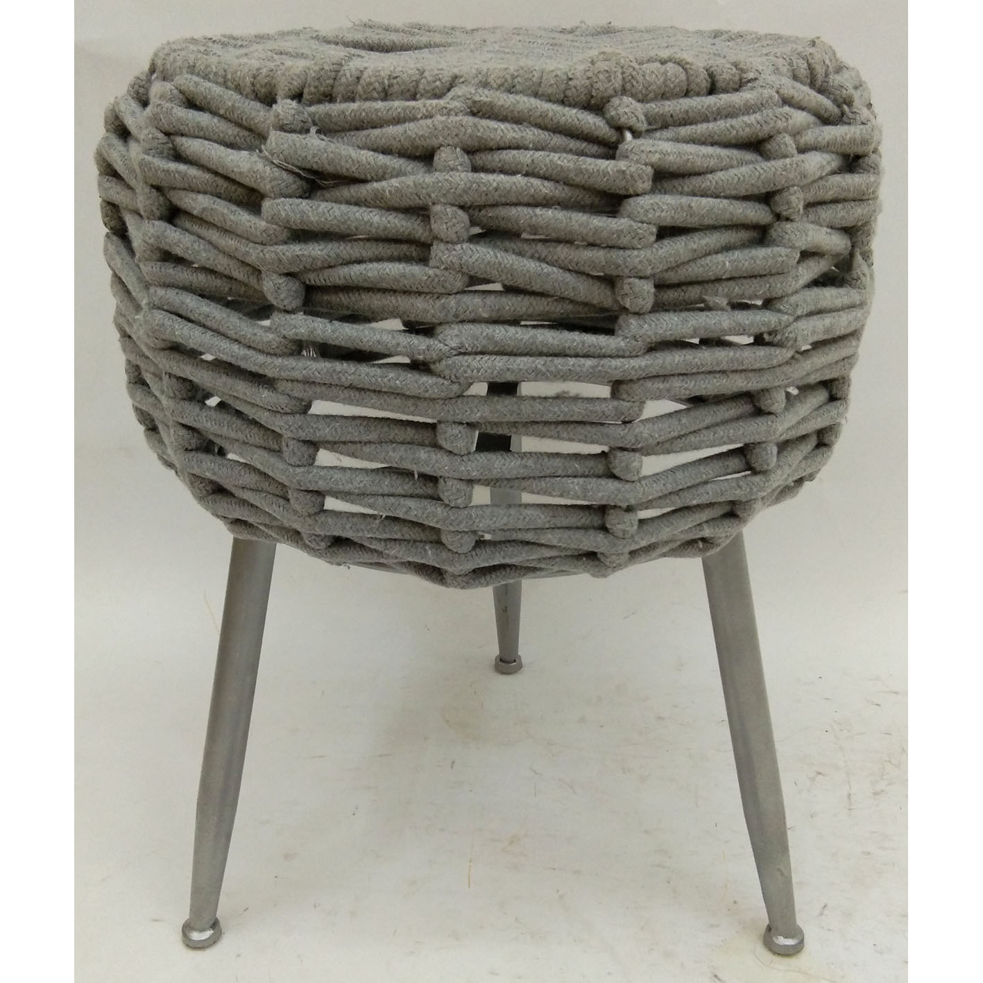 Round cotton rope weaving ottoman with metal frame & legs