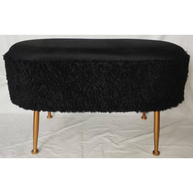 Oval ottoman bench with 4 gold legs