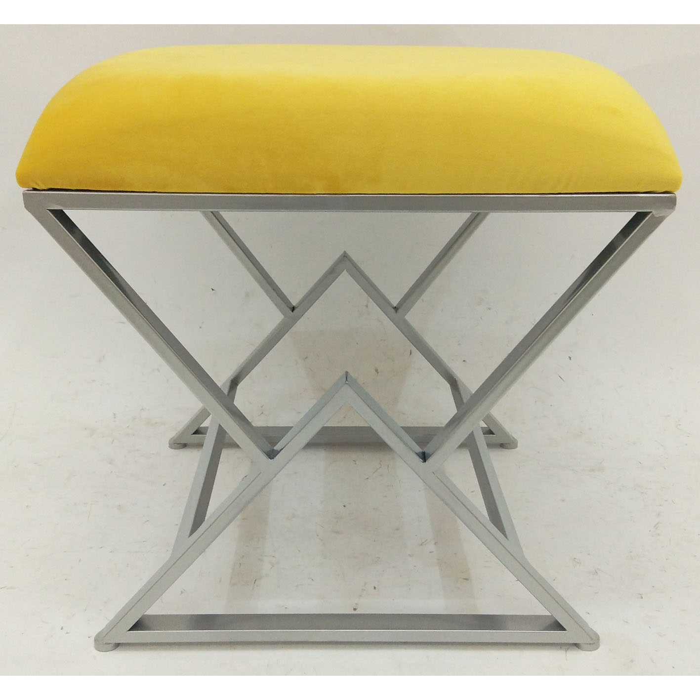 Square ottoman with metal base
