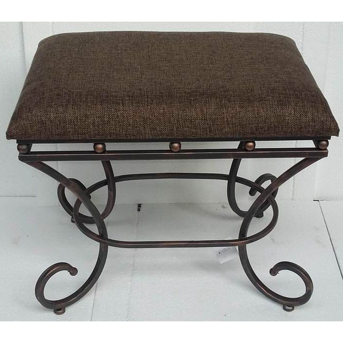Rectangular ottoman with metal curved legs