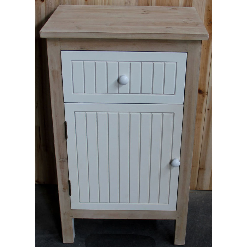 Sand wash night stand with 1 white carving door and 1 drawer