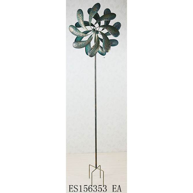 Verdi green metal garden decorative windmill with stable stake