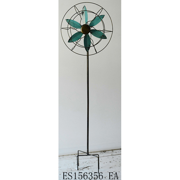 Metal garden decorative fan wind spinner & stable stake
