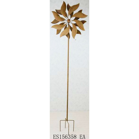 metal garden decorative leaves spade spinner & stable stake 