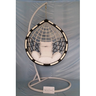 Plastic rattan swing chair with heavy metal base